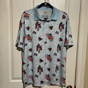RSVLTS Men's Large Macho Man Randy Savage USA Polo Shirt.
